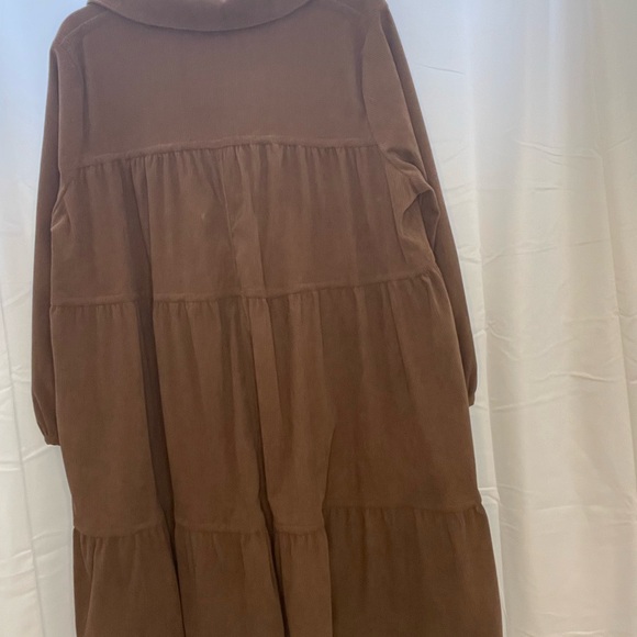 Umgee Brown Corduroy Tiered Dress /Tunic Babydoll Lg - Picture 2 of 7